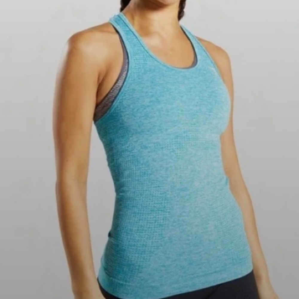 Gymshark Women's Aqua Blue Seamless Racerback Tank Top
